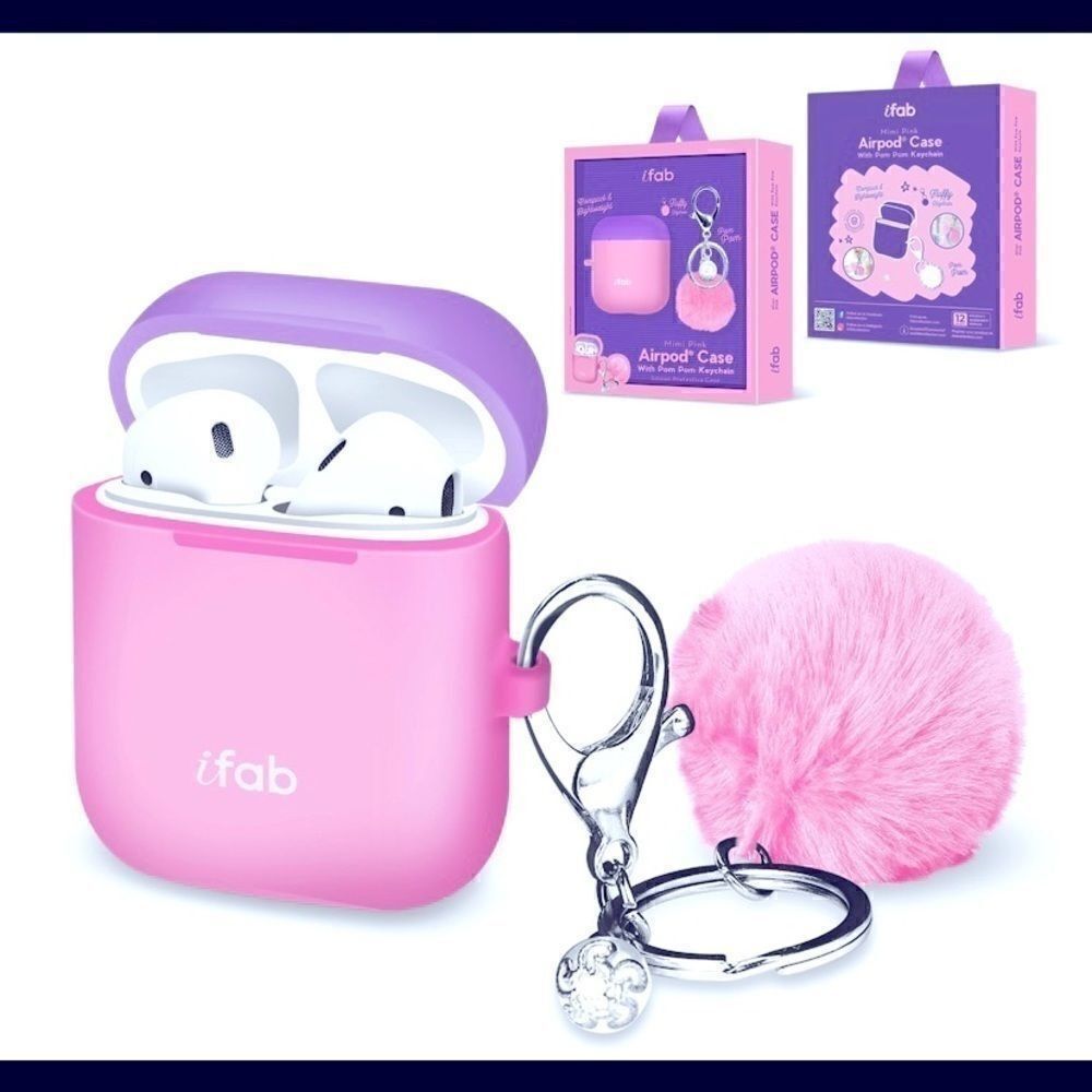 🎀I Fab Mini Pink AirPod Case With Pom Pom